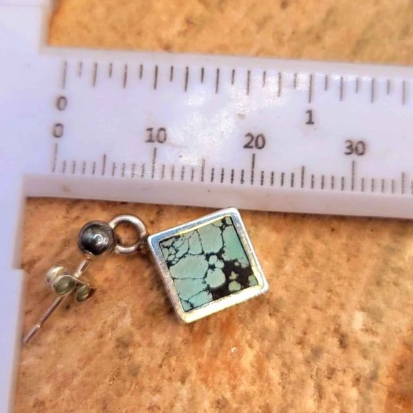 Beautiful Nature Turquoise Square Sterling Silver Earring - Picture 2 of 10